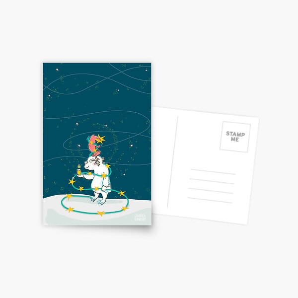 Yeti & Hirsch als Weihnachtsbaum Postkarte