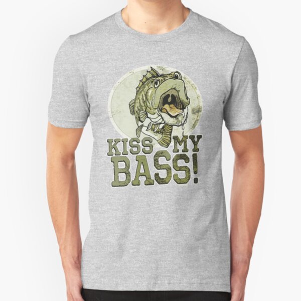 Funny Kiss My Bass Fishing Slim Fit T-Shirt