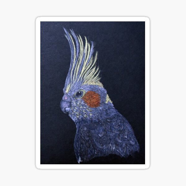 Cockatiel on Black Background Sticker