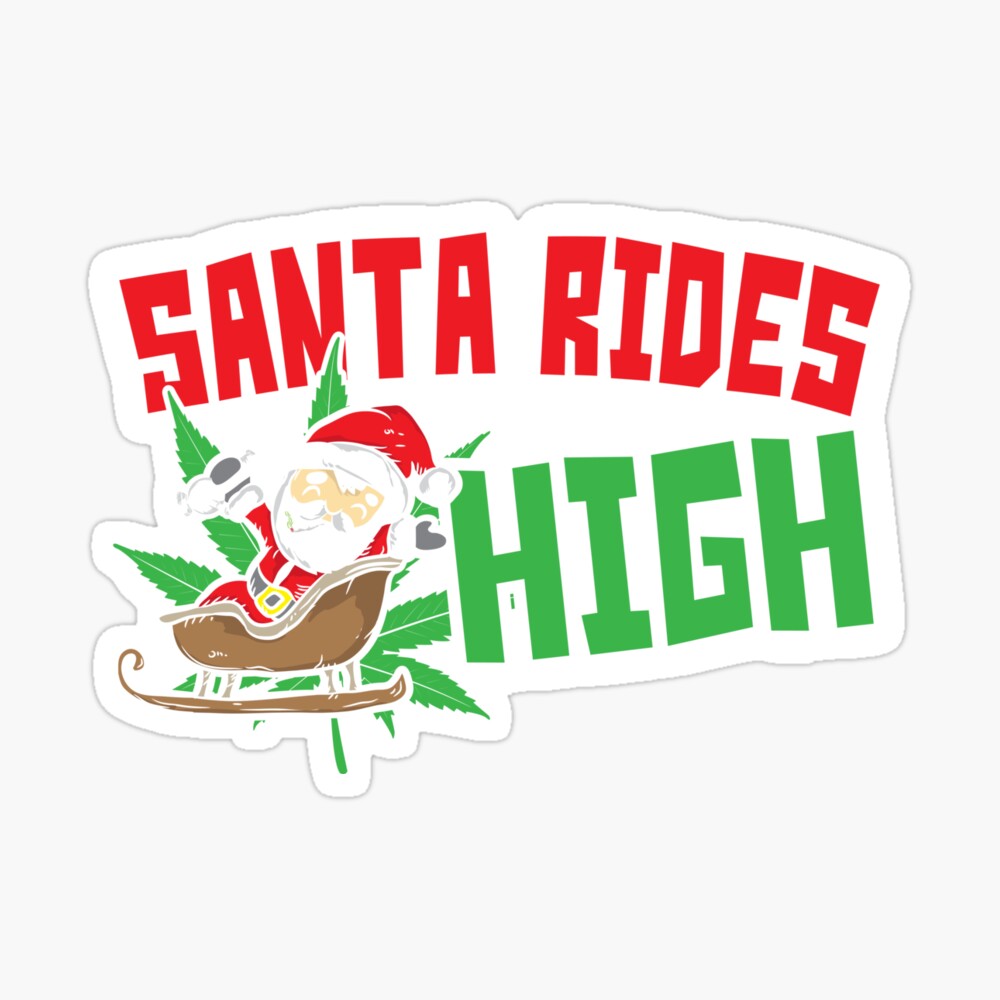 Santa Rides High Funny Marijuana Christmas Bong And Pot Leaf Design Fashion Zip Tote Bag