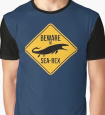 Beware of Sea-Rex Mosasaurus Sign Graphic T-Shirt