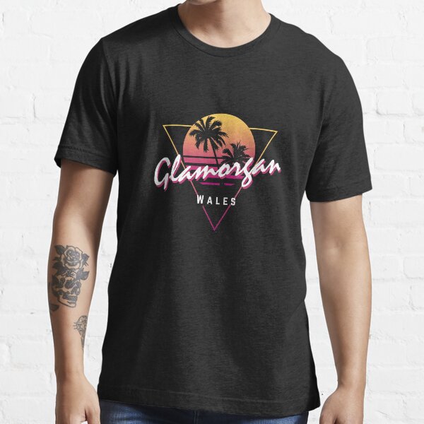 Funny 80s Retro Sunset 'Glamorgan' Wales Essential T-Shirt