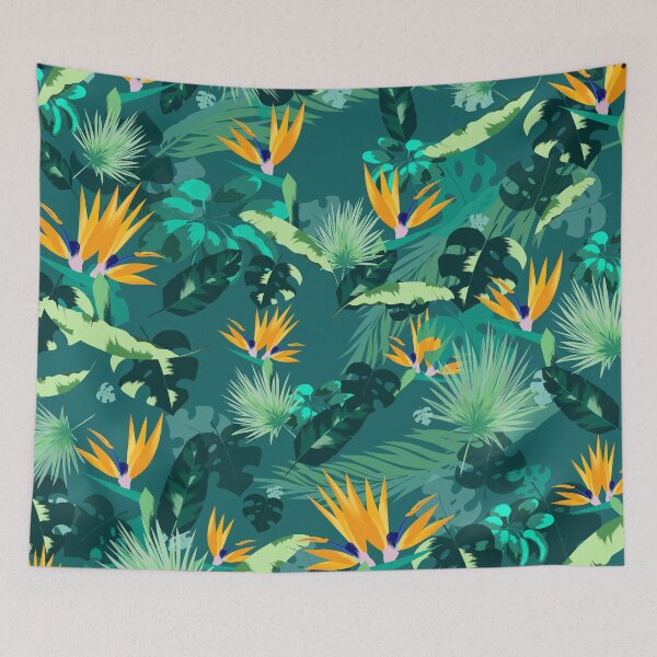 Item preview, Jungle Leaves and Tropical Flower Pattern designed and sold by SeraphineArts.