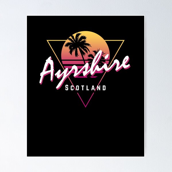 Item preview, Funny 80s Retro Sunset 'Ayrshire' Scotland designed and sold by dinosareforever.