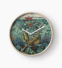 Reloj Poseidón vintage y ilustración de barcos hundidos (1898)