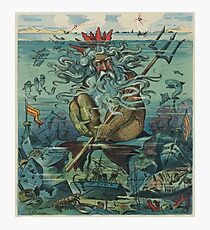 Vintage Poseidon & versunkene Schiffe Illustration (1898) Fotodruck