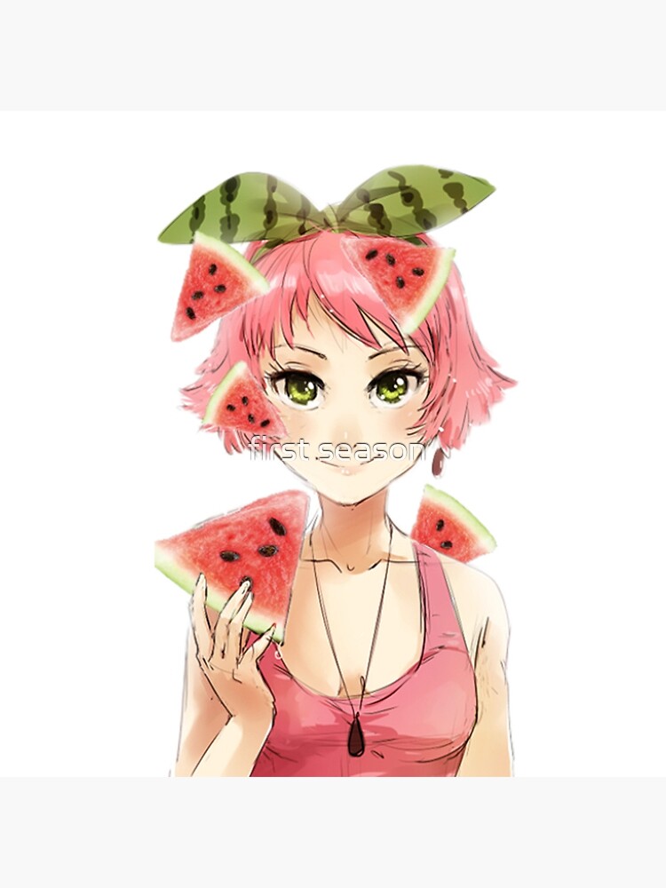 watermelon anime girl at beach - AI Photo Generator - starryai