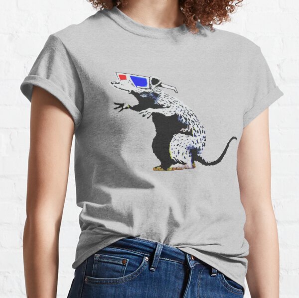 Banksy Ratte mit 3D-Brille Kunstwerk, Street Art, Design für Poster, Drucke, T-Shirts, Männer, Frauen, Kinder Classic T-Shirt