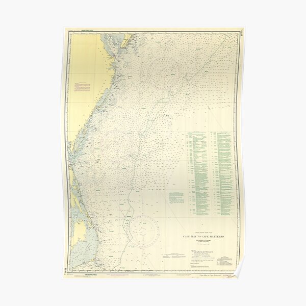 Vintage Cape May to Cape Hatteras Shipwrecks Map Poster