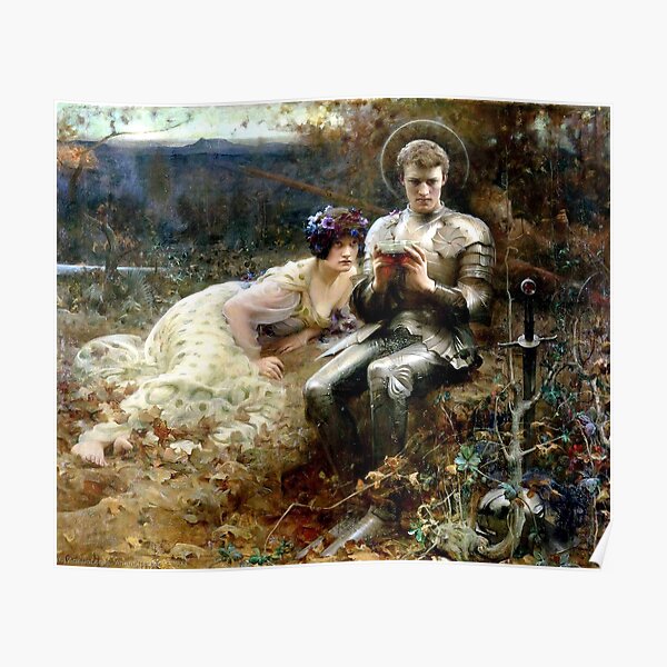 The Temptation of Sir Percival - Arthur Hacker Poster