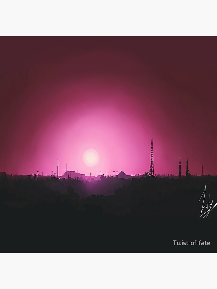 Pink Sky City Urban Landscape Design Sunset Sci Fi 3 Art Board Print By Twist Of Fate Redbubble