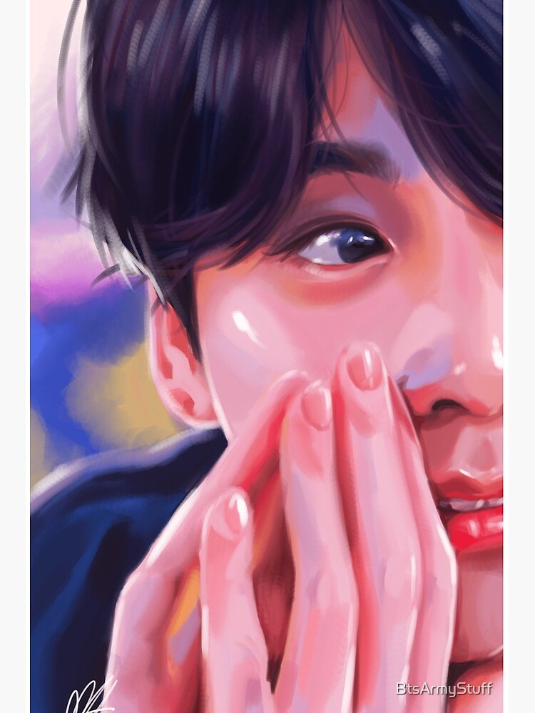 Bts Jungkook Fanart Oil Paint Art Board Print By Btsarmystuff Redbubble