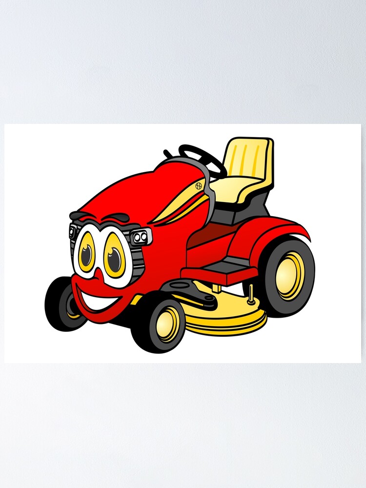 "Riding Lawn Mower Cartoon" Poster by Graphxpro | Redbubble