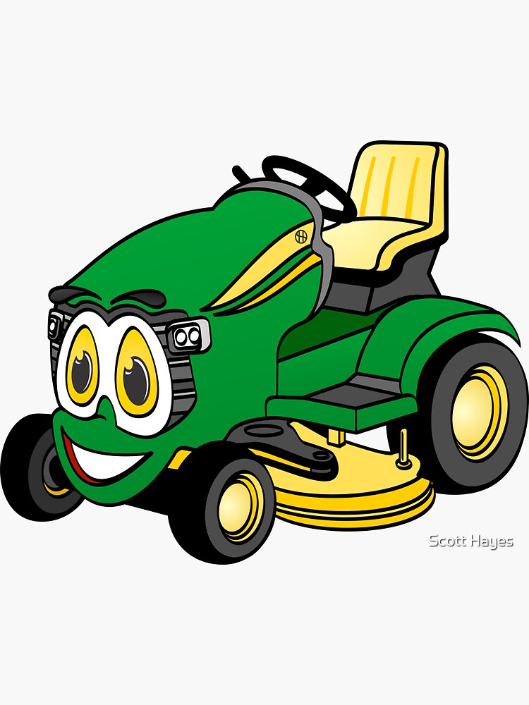 "Green Riding Lawn Mower" Sticker for Sale by Graphxpro | Redbubble