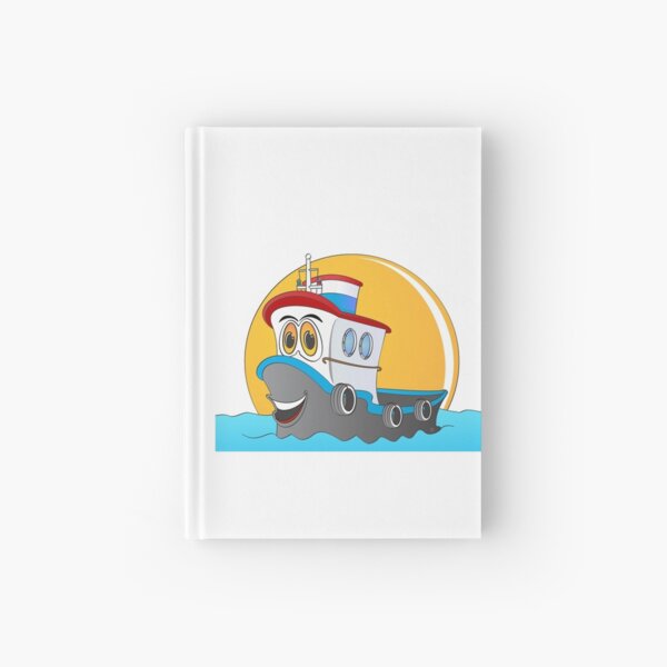 Tug Boat Cartoon Hardcover Journal