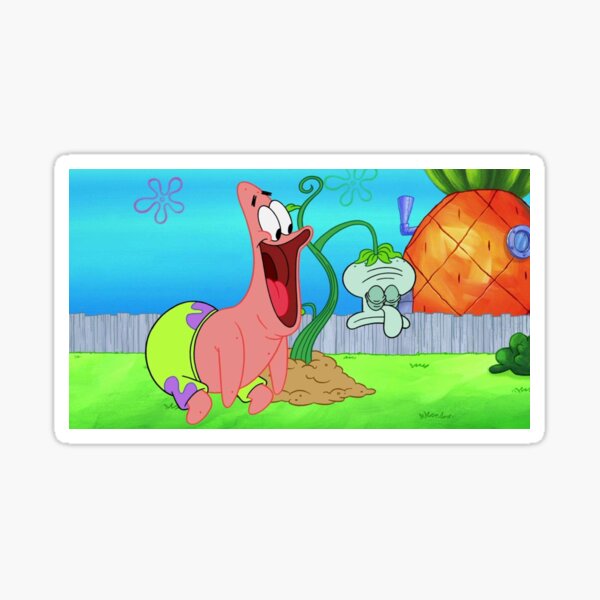 Bob Patrick Sponge Square Stickers Redbubble - squidward trap tiki remix roblox id