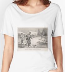 Vintage Illustration of Ice Fishing (1872) Women's Relaxed Fit T-Shirt