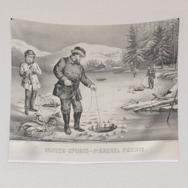 Item preview, Vintage Illustration of Ice Fishing (1872) designed and sold by BravuraMedia.