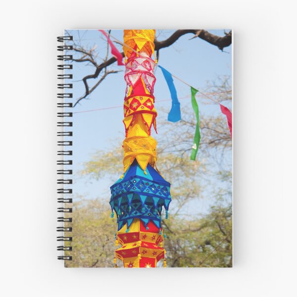 Item preview, Colorful cylindrical banners hanging from tree at the Surajkund Mela designed and sold by ashishagarwal74.