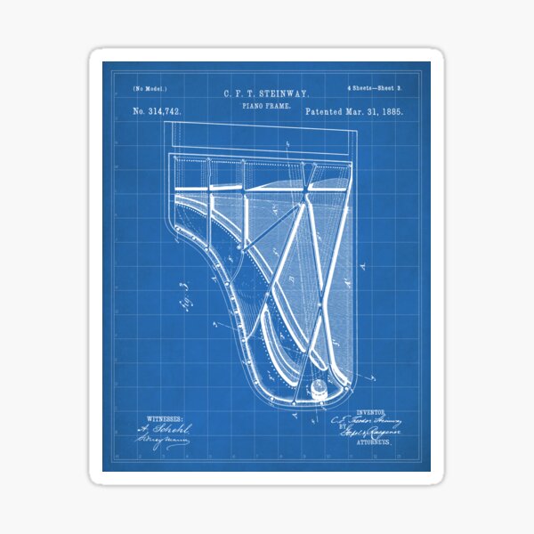 Item preview, Steinway Piano Patent - Piano Player Art - Blueprint designed and sold by patentpress.