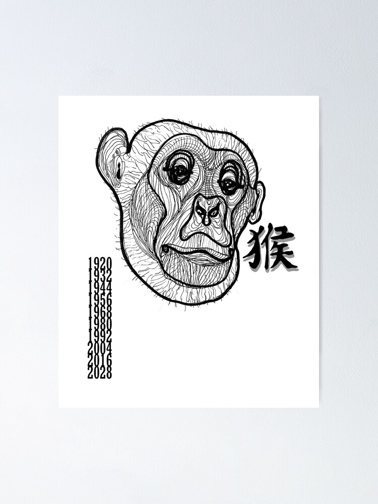 "Zodiac Lucky Monkey 2019 " Poster by PeLari | Redbubble