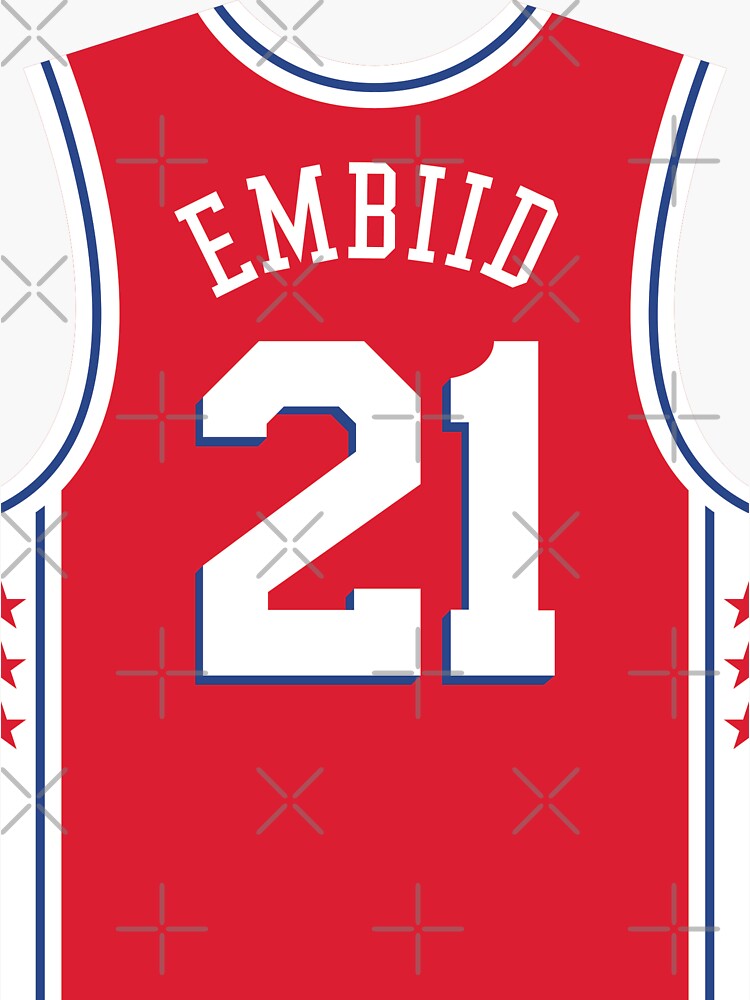Joel Embiid Philadelphia 76ers jersey Sticker by SAYIDOWjpg