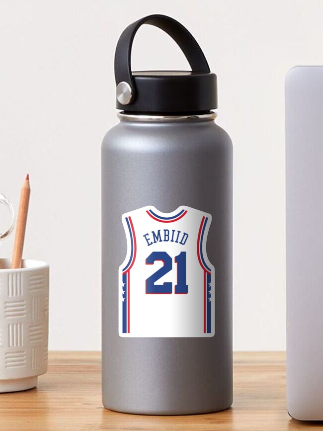 Joel Embiid 76ers White Jersey Sticker for Sale by