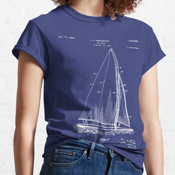 Sailboat Patent - Yacht Art - Blueprint Classic T-Shirt