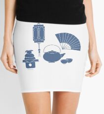 Chinese lantern, kettle, cups, fan, kagami mochi. Mini Skirt