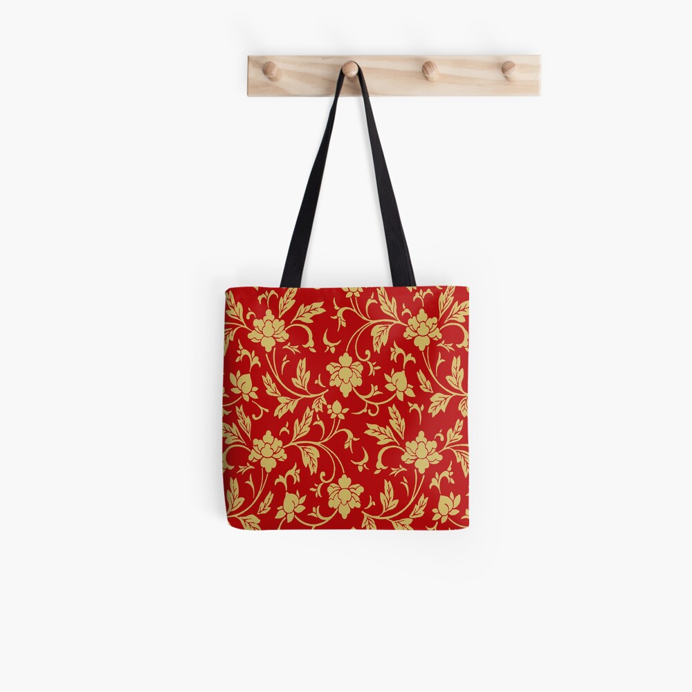 Red Lotus Floral Tote Bag, Flower Asian Chinese Contemporary Ink Art M –  alicechanart