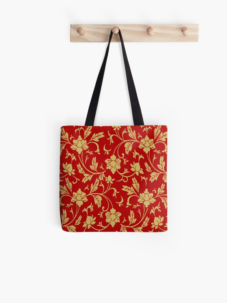 Red Lotus Floral Tote Bag, Flower Asian Chinese Contemporary Ink Art M –  alicechanart