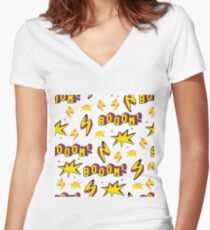 Boom! / White Women's Fitted V-Neck T-Shirt