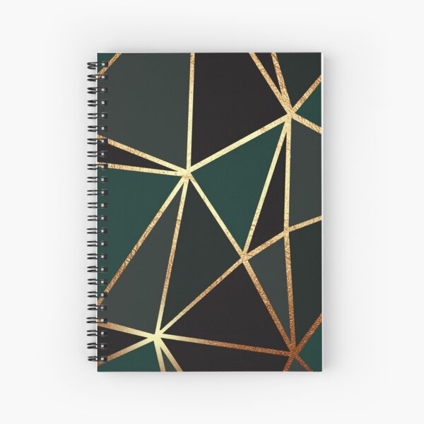 Geometric Metallic Pattern Green Spiral Notebook