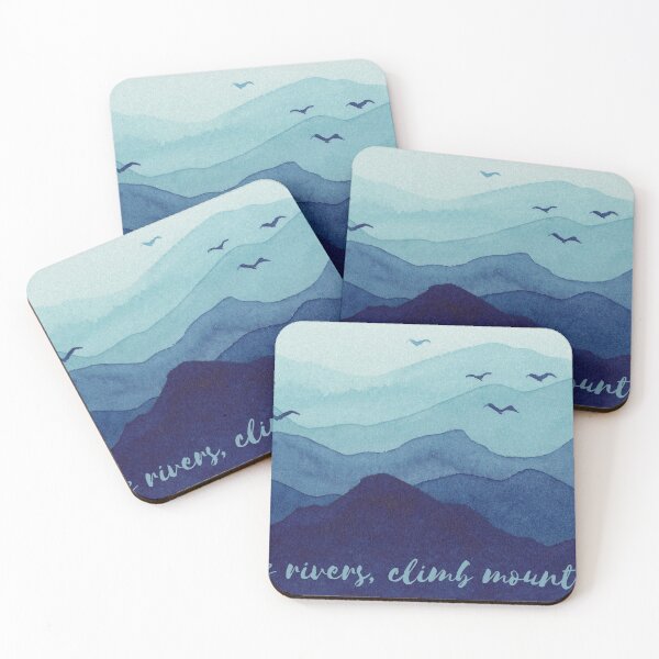Item preview, cross rivers, climb mountains. calm watercolor landscape designed and sold by RedFinchDesigns.