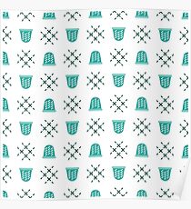 Seamless pattern with thimbles. Sewing, needlework Poster