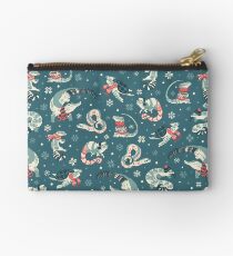 Winter herps in dark blue Zipper Pouch