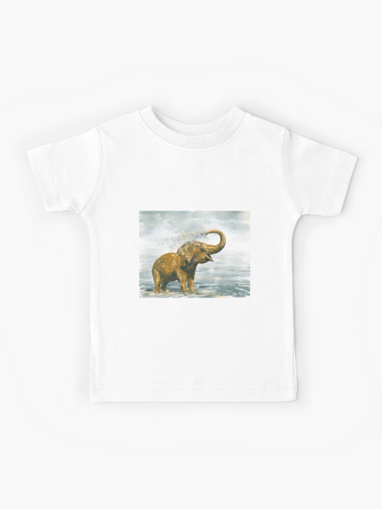 Camiseta Para Ninos Pintura Suelta De Un Elefante Bebe Tomando Una Ducha De Ibadishi Redbubble