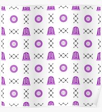 Seamless pattern with thimbles and buttons. Sewing Poster