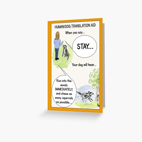 Funny Dog Cartoon/Humour Illustration: "Dog Translation" Greeting Card