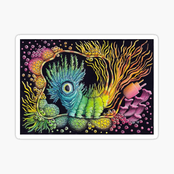 Unplug, Caterpillar, Psychedelic Art Sticker