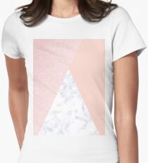 Elegant rose gold glitter & marble Women's Fitted T-Shirt
