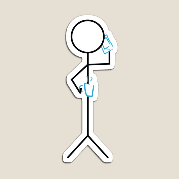 Item preview, Stick figure holding coffee mug and smartphone designed and sold by sigdesign.