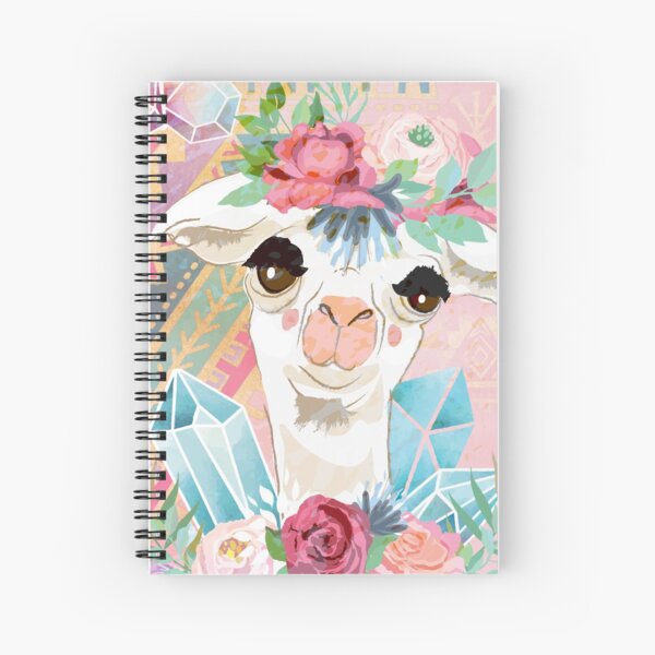 Vintage Boho Alpacas for Makers, Crafters, Knitters, Crocheters, all crafts. Spiral Notebook