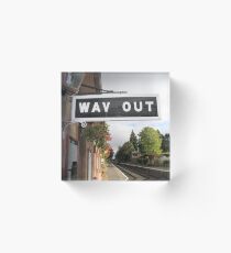 Way out railway sign on English platform Acrylic Block