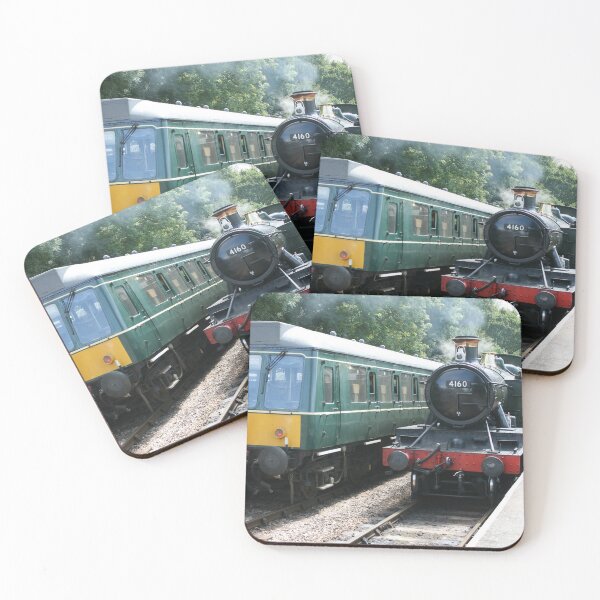 Item preview, Diesel rail car and steam engine Crowcombe Heathfield station, West Somerset Railway, Somerset, designed and sold by photoslot.