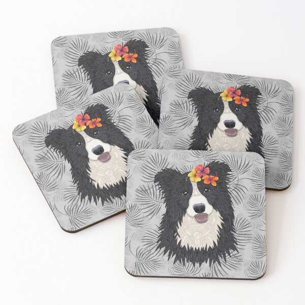 Item preview, Happy Border Collie with Flowers designed and sold by artlovepassion.