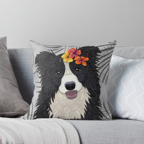 Item preview, Happy Border Collie with Flowers designed and sold by artlovepassion.