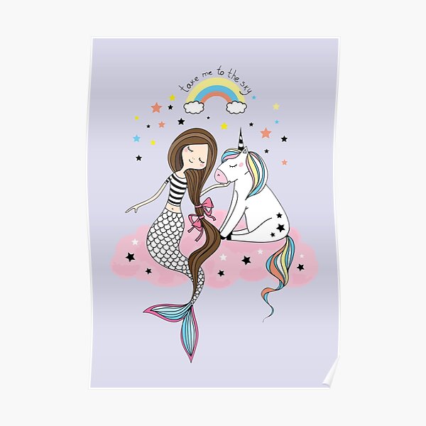Mermaid & Unicorn Poster
