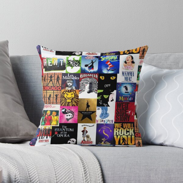 Musicals Collage III Throw Pillow