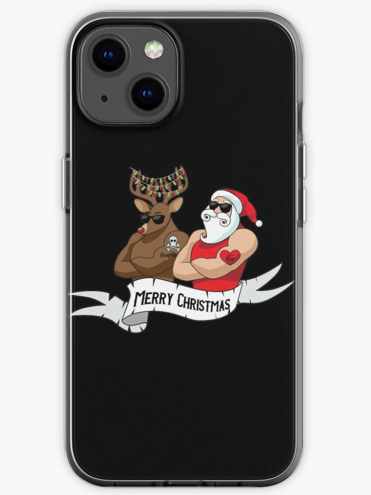 Funda de iPhone «Dibujos animados de Santa Claus y hombres musculosos de  reno con tatuajes traviesos y bonitos.» de shelma1 | Redbubble